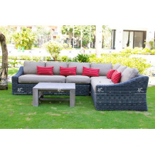Preço competitivo Conjunto de sofá de canto para móveis de exterior de PE para móveis de jardim ao ar livre
